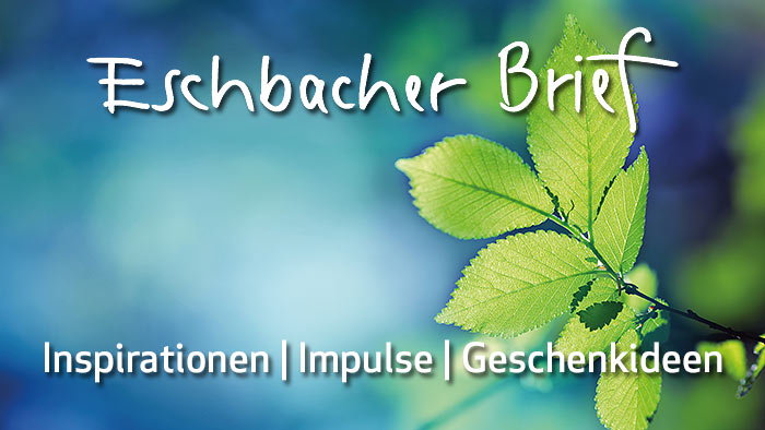 Eschbacher Brief - Inspirationen, Impulse, Geschenkideen - grüne Laubblätter vor blauem Himmel